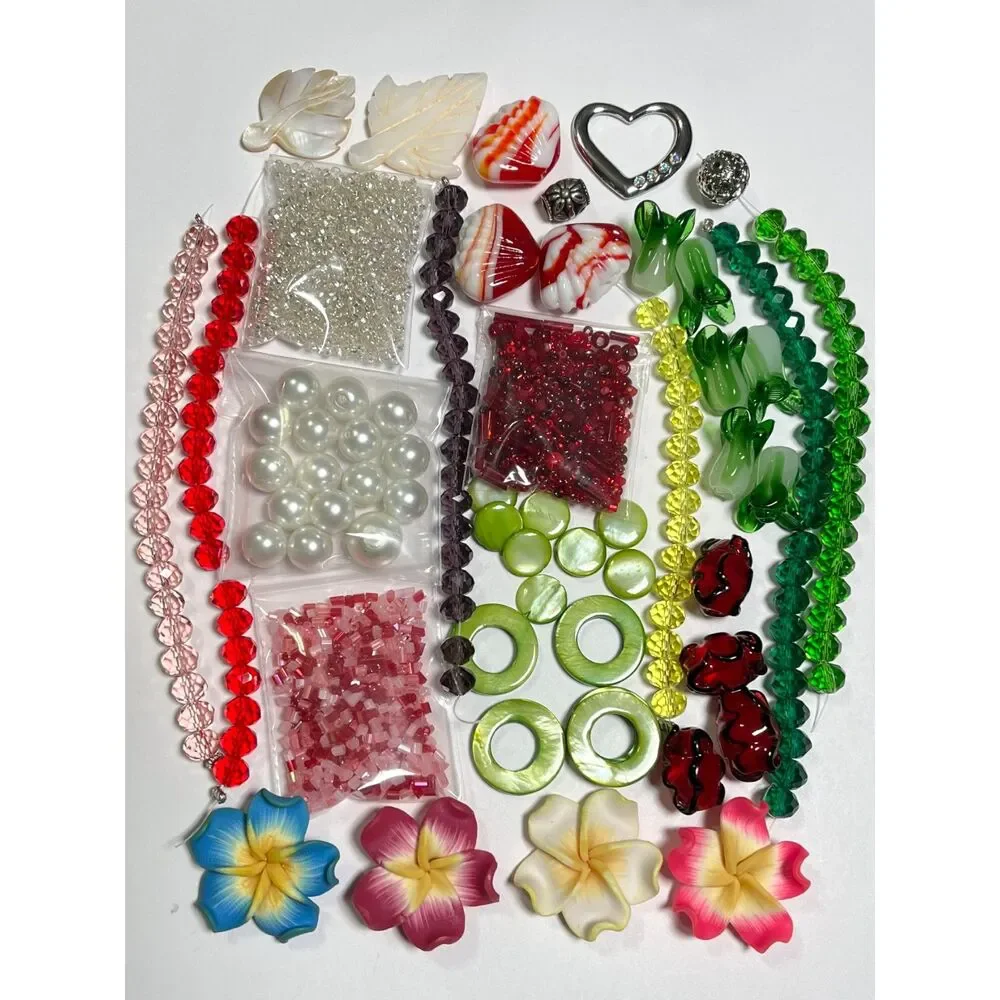 VTG - Now Jewelry Making Beads Glass Lampwork Crystal MOP Variety Colorful Lot